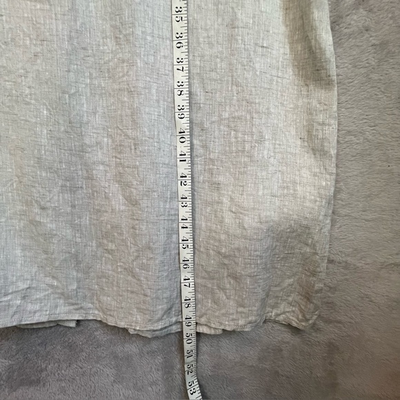 Harshman 100% Linen Tan Oatmeal Button Down Maxi Dress Size Large Collared - Picture 11 of 16